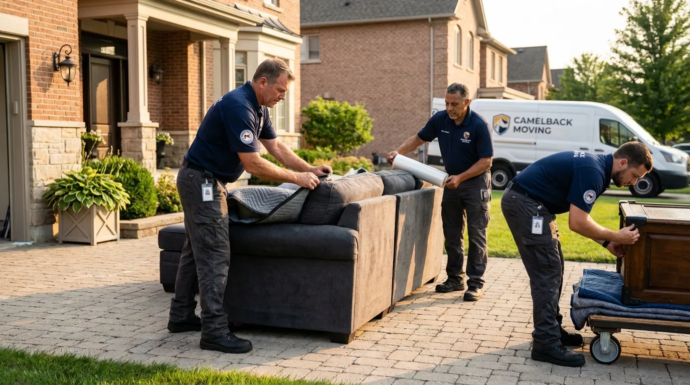 Large estate moving crew wrapping furniture in Schulenburg, TX